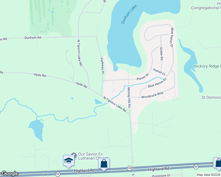 map of restaurants, bars, coffee shops, grocery stores, and more near 2501 Cedar Lane Circle in Hartland