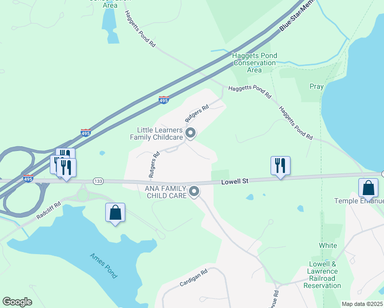 map of restaurants, bars, coffee shops, grocery stores, and more near 2 Hampton Lane in Andover
