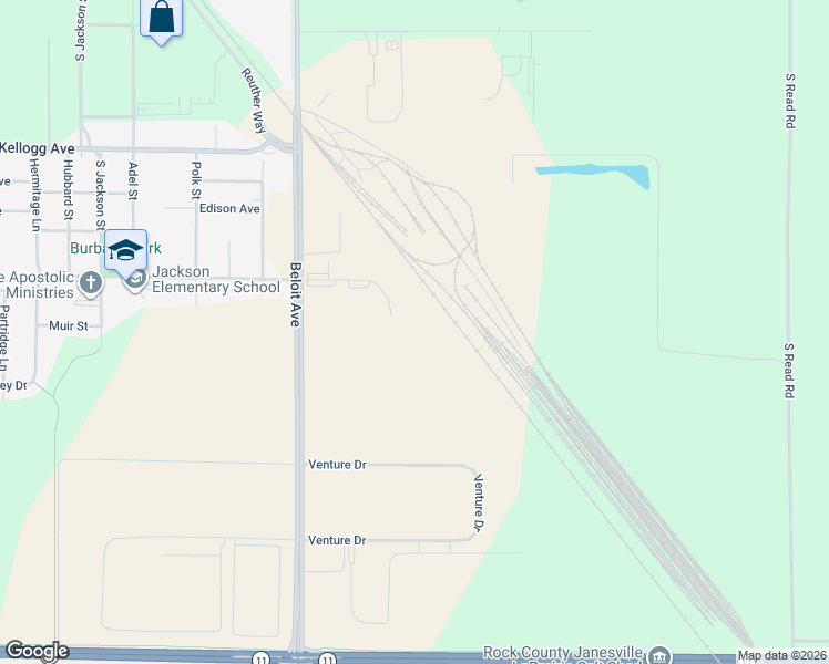 map of restaurants, bars, coffee shops, grocery stores, and more near 305 East Burbank Avenue in Janesville