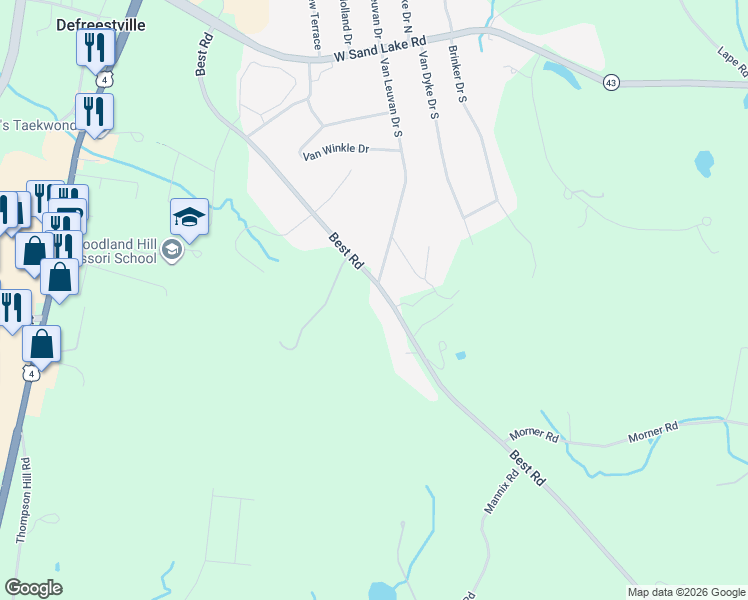 map of restaurants, bars, coffee shops, grocery stores, and more near 1603 Best Road in Rensselaer