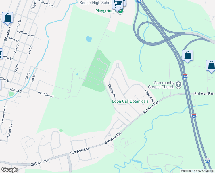 map of restaurants, bars, coffee shops, grocery stores, and more near 24 Capitol Place in Rensselaer