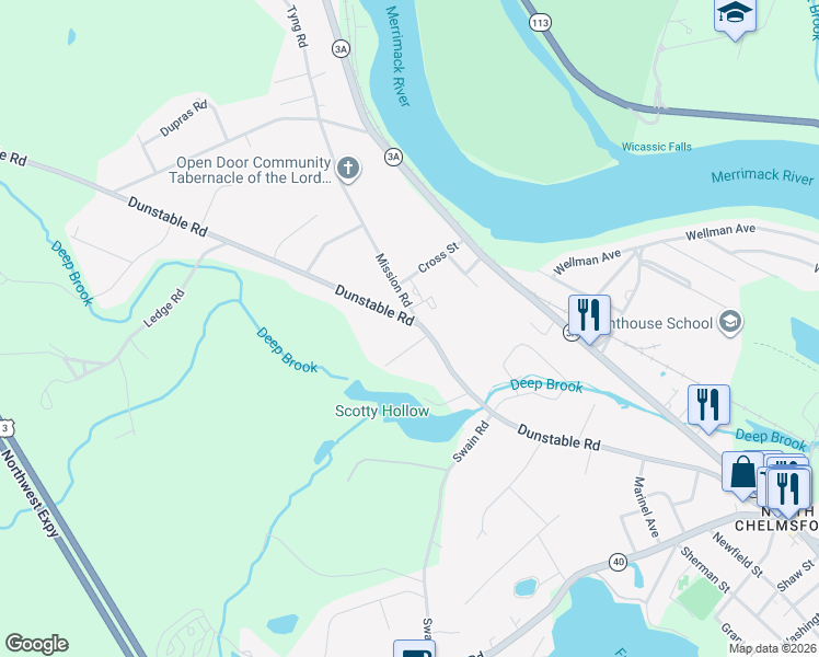map of restaurants, bars, coffee shops, grocery stores, and more near 188 Dunstable Road in Chelmsford
