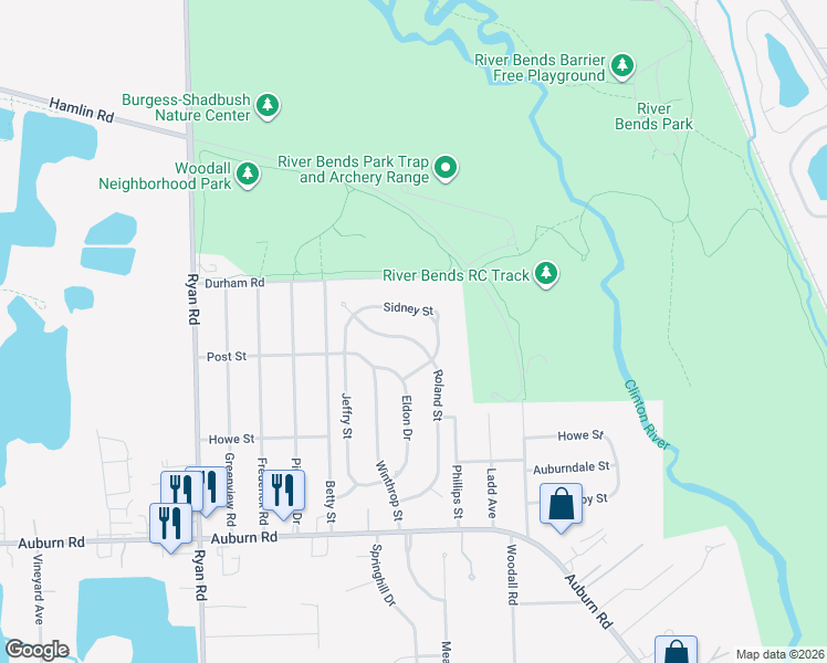 map of restaurants, bars, coffee shops, grocery stores, and more near 47732 Roland Street in Macomb County