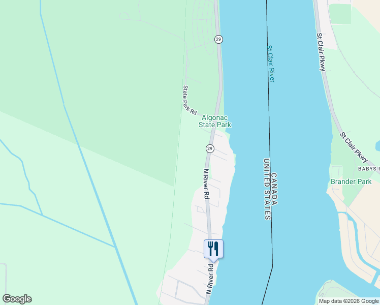 map of restaurants, bars, coffee shops, grocery stores, and more near 9334 River Road in St. Clair County