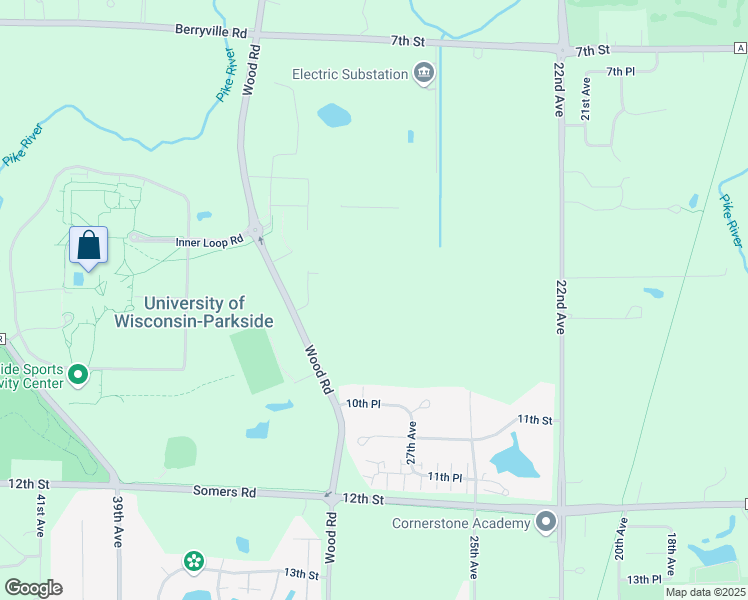 map of restaurants, bars, coffee shops, grocery stores, and more near 953 Wood Road in Kenosha