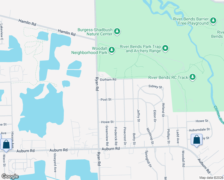 map of restaurants, bars, coffee shops, grocery stores, and more near 47750 Frederick Road in Macomb County