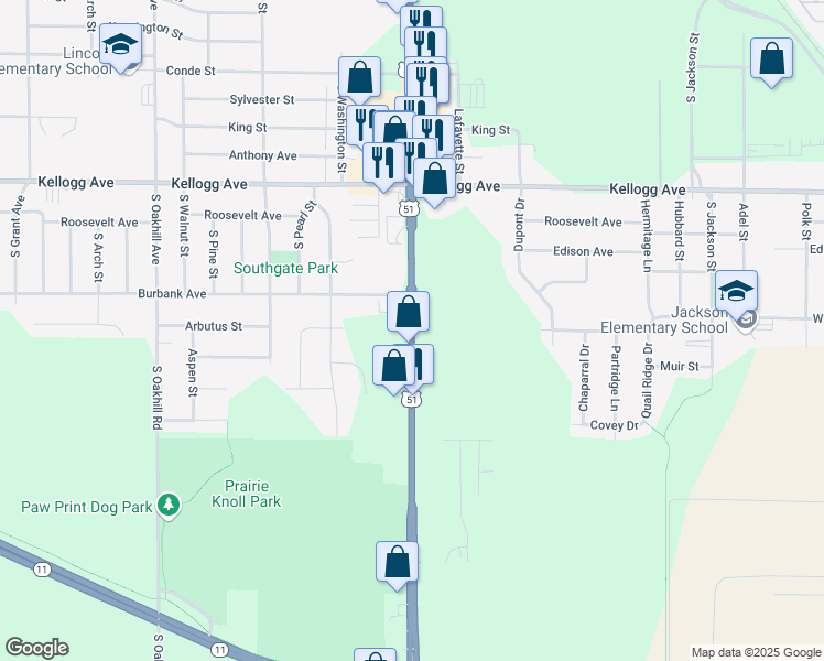 map of restaurants, bars, coffee shops, grocery stores, and more near 2339 Center Avenue in Janesville
