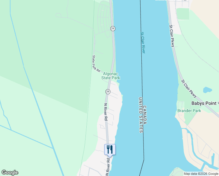 map of restaurants, bars, coffee shops, grocery stores, and more near 9251 North River Road in Clay Township