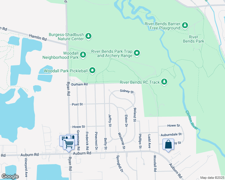 map of restaurants, bars, coffee shops, grocery stores, and more near 4600 Durham Road in Macomb County