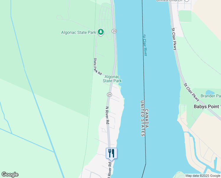 map of restaurants, bars, coffee shops, grocery stores, and more near 9251 North River Road in Clay Township
