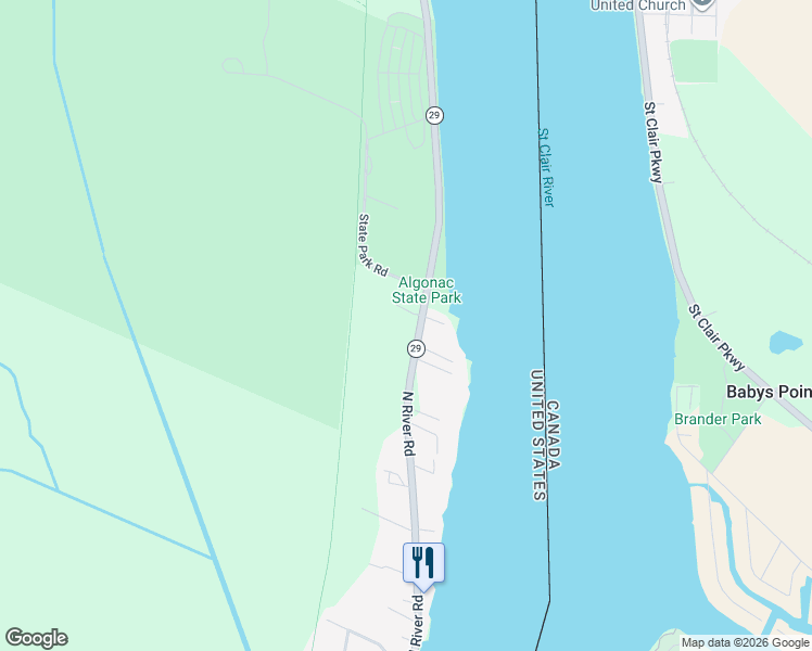 map of restaurants, bars, coffee shops, grocery stores, and more near 9251 North River Road in Clay Township