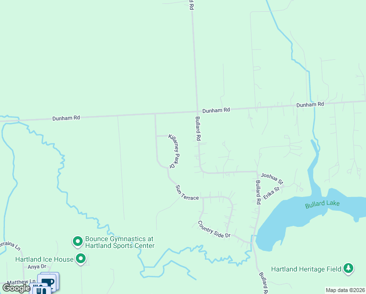 map of restaurants, bars, coffee shops, grocery stores, and more near 2930 Killarney Park Drive in Hartland