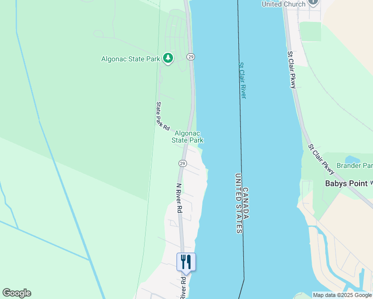 map of restaurants, bars, coffee shops, grocery stores, and more near 9251 North River Road in Clay Township
