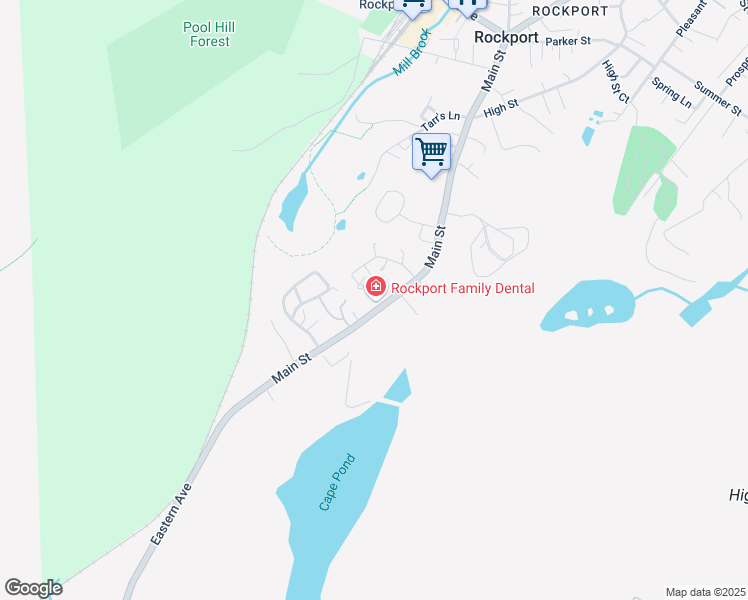 map of restaurants, bars, coffee shops, grocery stores, and more near 227 Main Street in Rockport
