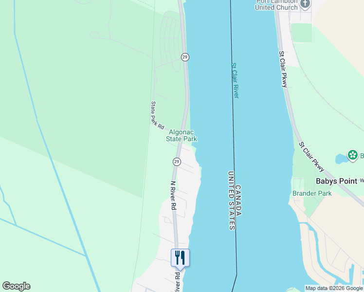 map of restaurants, bars, coffee shops, grocery stores, and more near 9251 North River Road in Clay Township