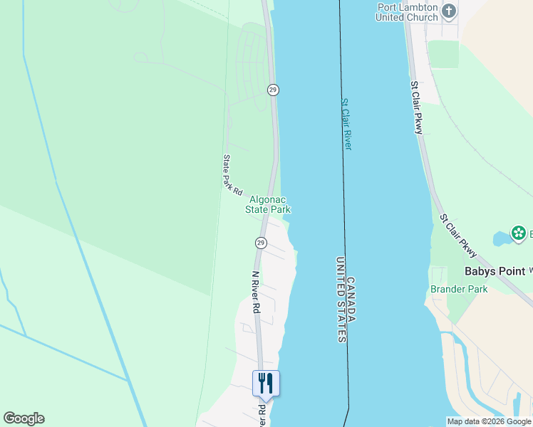 map of restaurants, bars, coffee shops, grocery stores, and more near 9251 North River Road in Clay Township