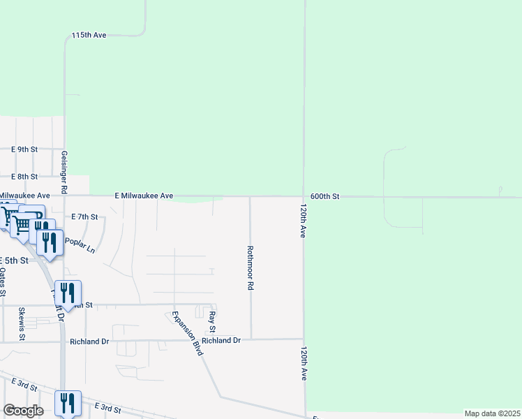 map of restaurants, bars, coffee shops, grocery stores, and more near 1800 East Milwaukee Avenue in Storm Lake