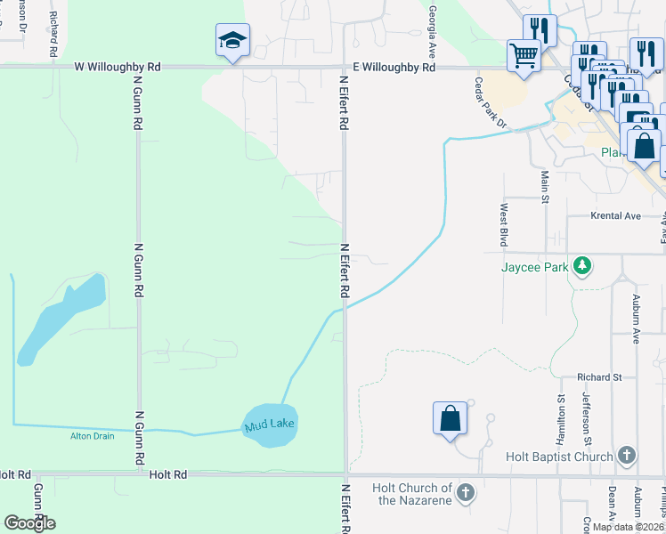 map of restaurants, bars, coffee shops, grocery stores, and more near 2263 Eifert Road in Delhi charter Township