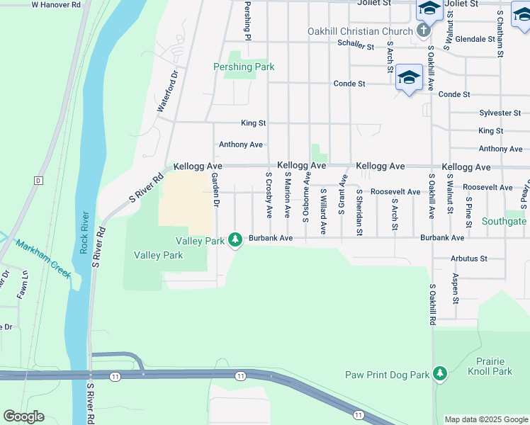 map of restaurants, bars, coffee shops, grocery stores, and more near 2207 South Crosby Avenue in Janesville