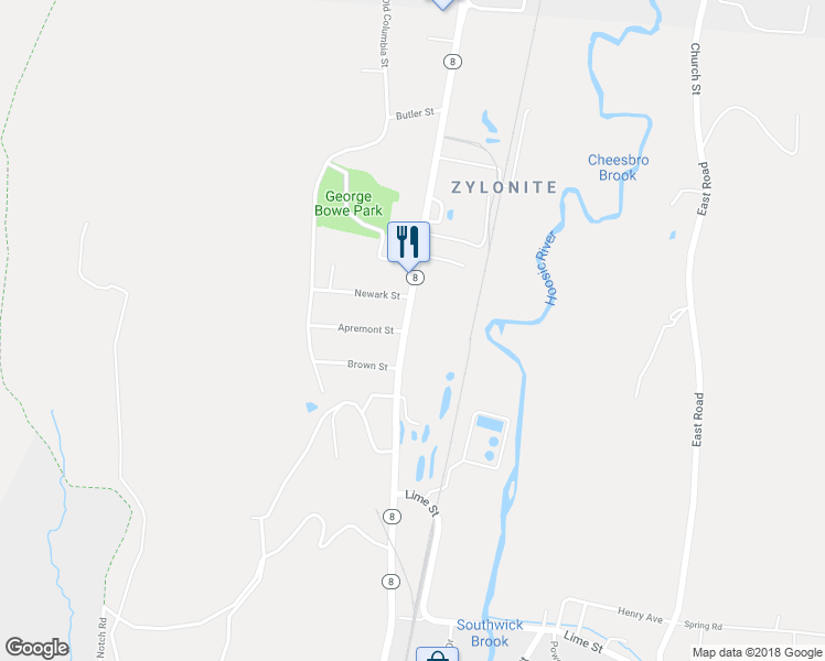 map of restaurants, bars, coffee shops, grocery stores, and more near 71 Howland Avenue in Adams