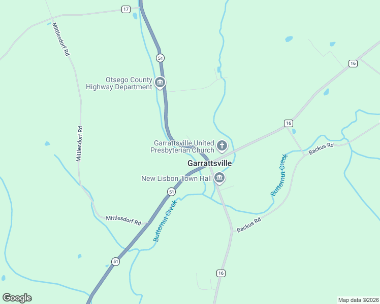 map of restaurants, bars, coffee shops, grocery stores, and more near Highway 51 in Garrattsville