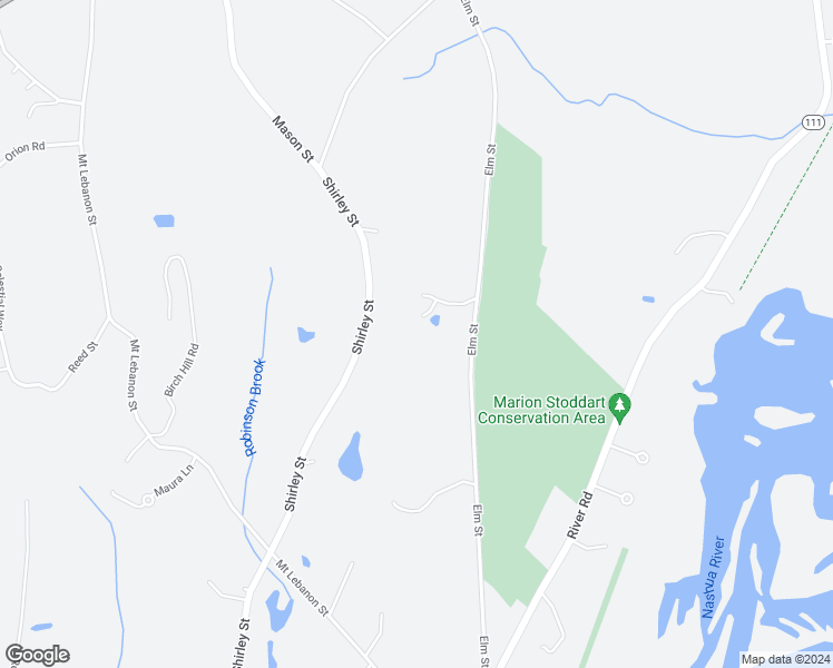 map of restaurants, bars, coffee shops, grocery stores, and more near 46 Shirley Street in Pepperell