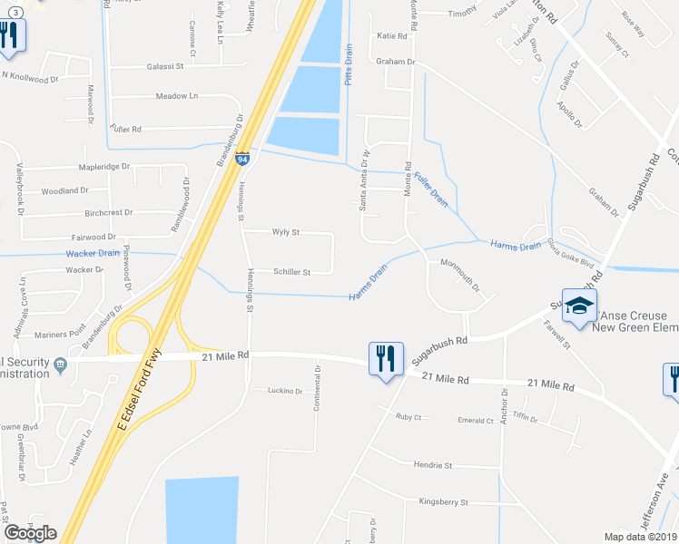map of restaurants, bars, coffee shops, grocery stores, and more near 47314 Atwater Street in New Baltimore