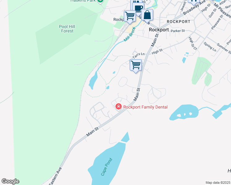 map of restaurants, bars, coffee shops, grocery stores, and more near 9 Sandy Bay Terrace in Rockport