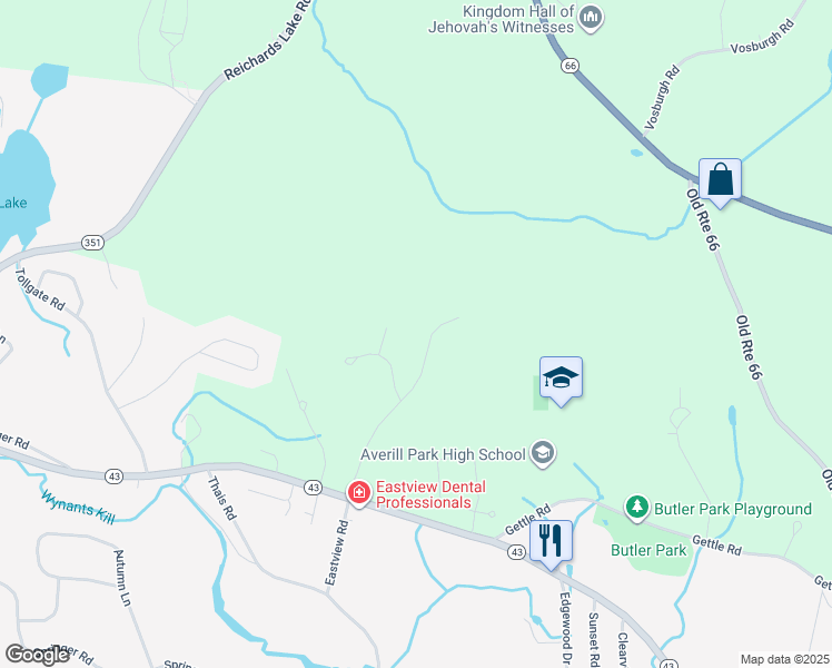 map of restaurants, bars, coffee shops, grocery stores, and more near 7-20 Westfall Court in Averill Park