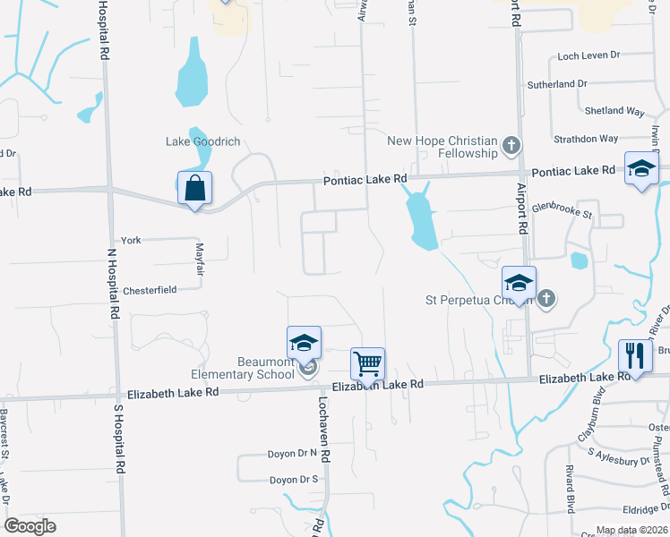map of restaurants, bars, coffee shops, grocery stores, and more near 320 Forestview Drive in Waterford Township