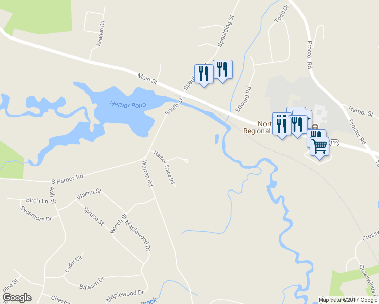map of restaurants, bars, coffee shops, grocery stores, and more near 8 Cooperage Way in Townsend