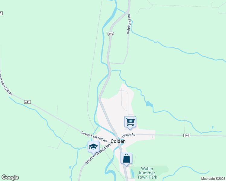 map of restaurants, bars, coffee shops, grocery stores, and more near 8579 Fairview Terrace in Colden