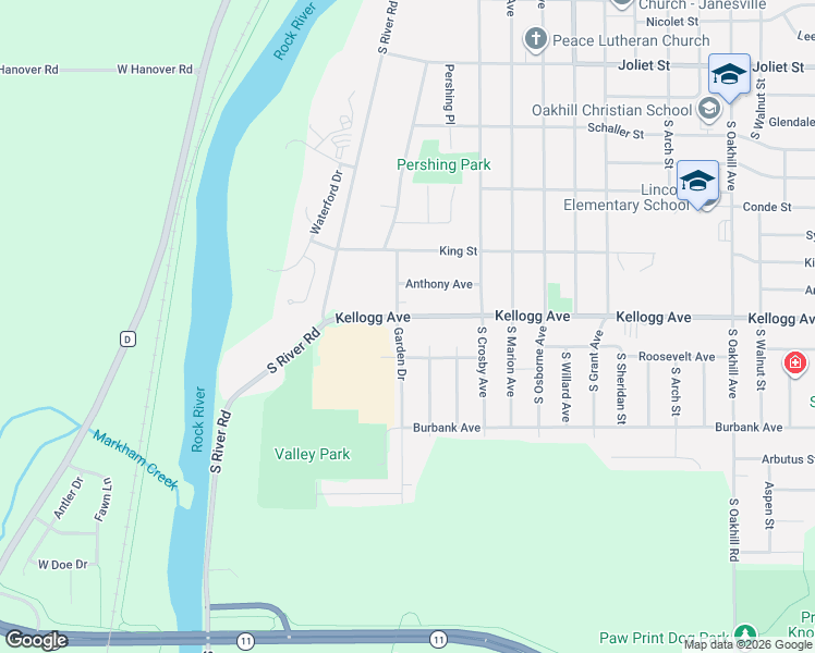 map of restaurants, bars, coffee shops, grocery stores, and more near 2721 Kellogg Avenue in Janesville