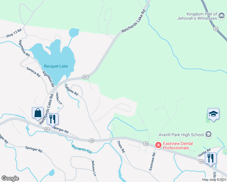 map of restaurants, bars, coffee shops, grocery stores, and more near 7 Dahl Way in Averill Park