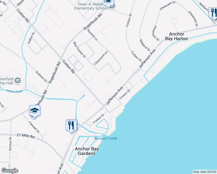 map of restaurants, bars, coffee shops, grocery stores, and more near 29231 Rachid Lane in New Baltimore