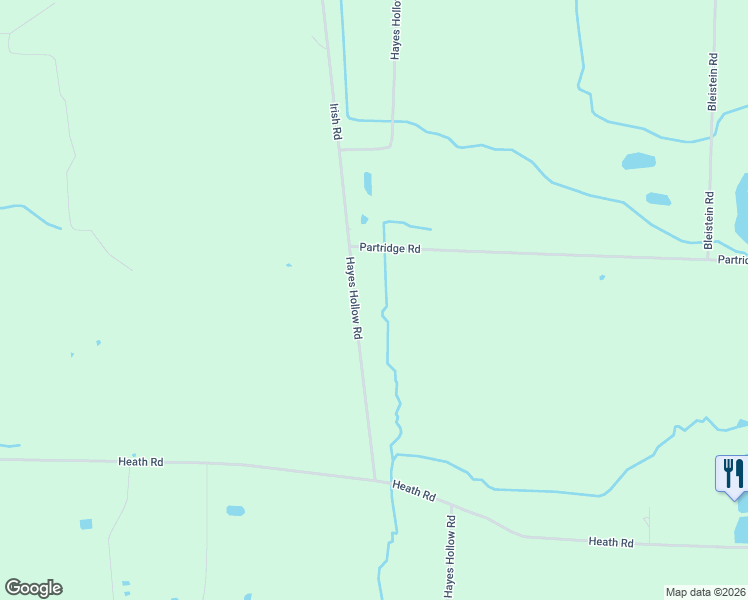 map of restaurants, bars, coffee shops, grocery stores, and more near 8540 Hayes Hollow Road in Colden