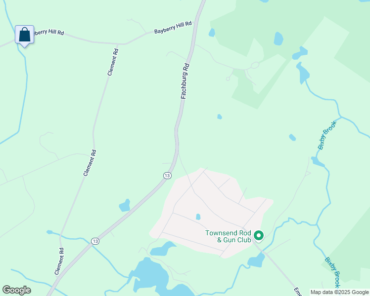 map of restaurants, bars, coffee shops, grocery stores, and more near 114 Fitchburg Road in Townsend