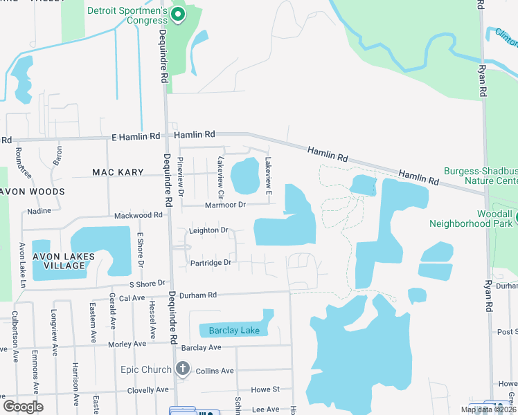 map of restaurants, bars, coffee shops, grocery stores, and more near 2056 Marmoor Drive in Macomb County