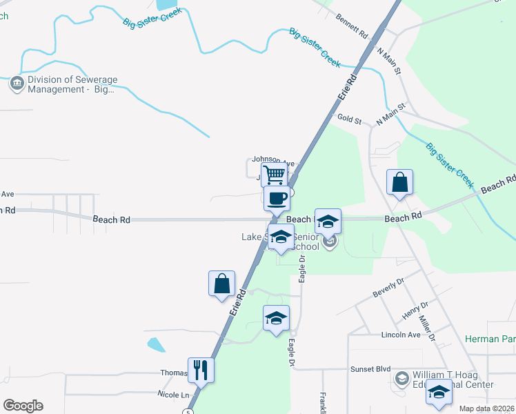map of restaurants, bars, coffee shops, grocery stores, and more near 910 Beach Road in Angola