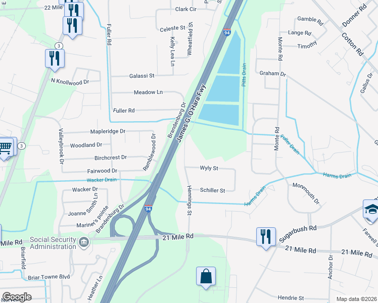 map of restaurants, bars, coffee shops, grocery stores, and more near 47624 Hennings Street in New Baltimore