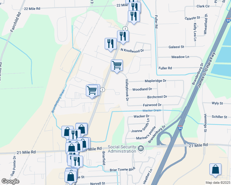 map of restaurants, bars, coffee shops, grocery stores, and more near 25951 New Forest Court in New Baltimore