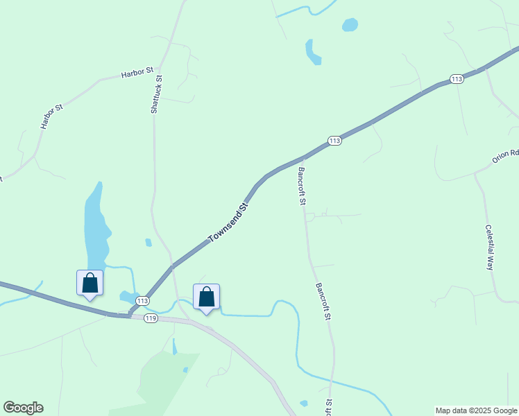 map of restaurants, bars, coffee shops, grocery stores, and more near 152 Townsend Street in Pepperell