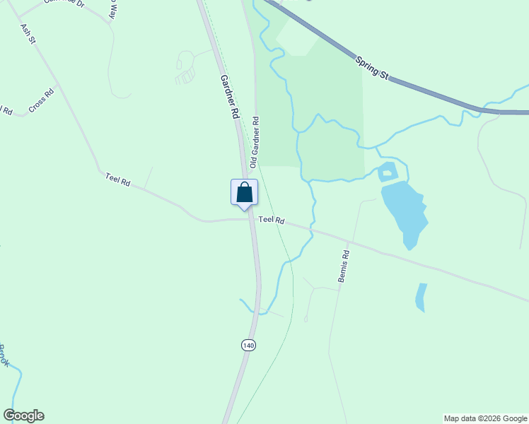 map of restaurants, bars, coffee shops, grocery stores, and more near 750 Teel Road in Winchendon