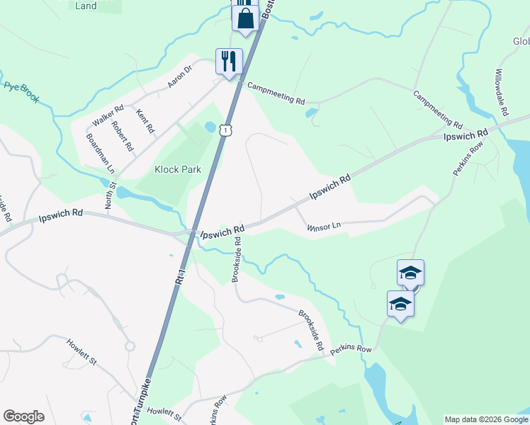 map of restaurants, bars, coffee shops, grocery stores, and more near 147 Ipswich Road in Topsfield