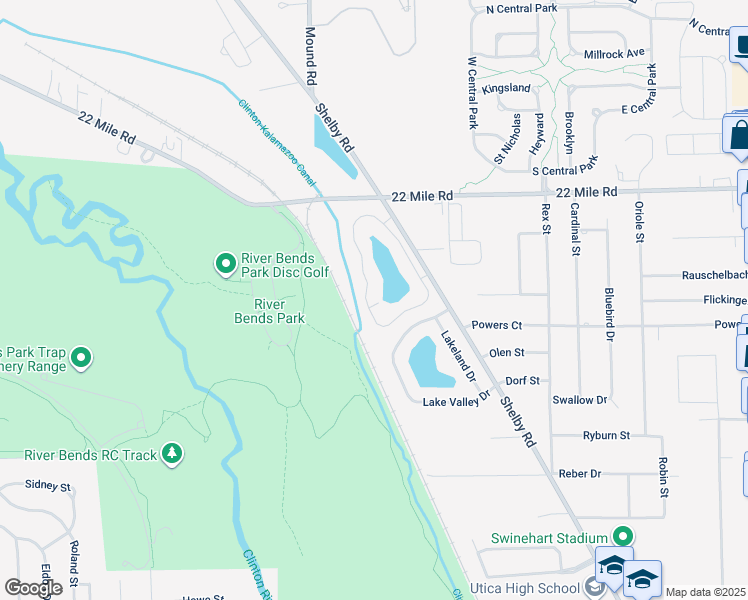 map of restaurants, bars, coffee shops, grocery stores, and more near 48564 Roma Valley Drive in Macomb County