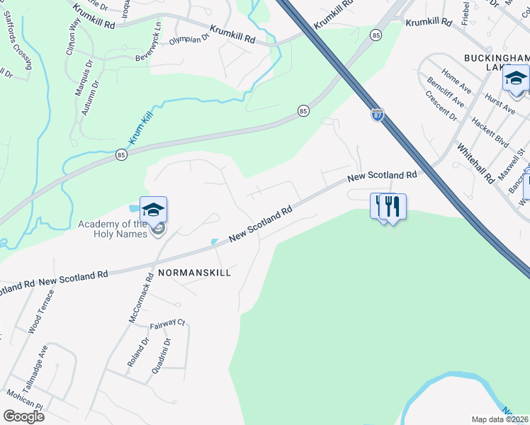 map of restaurants, bars, coffee shops, grocery stores, and more near 16 Sawyer Place in Albany