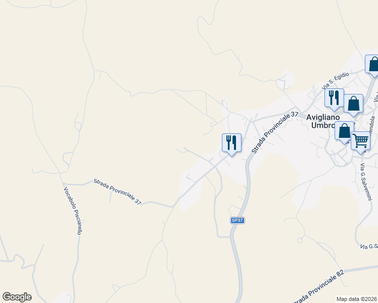 map of restaurants, bars, coffee shops, grocery stores, and more near 88 Strada Pian dell'Ara in Provincia di Terni