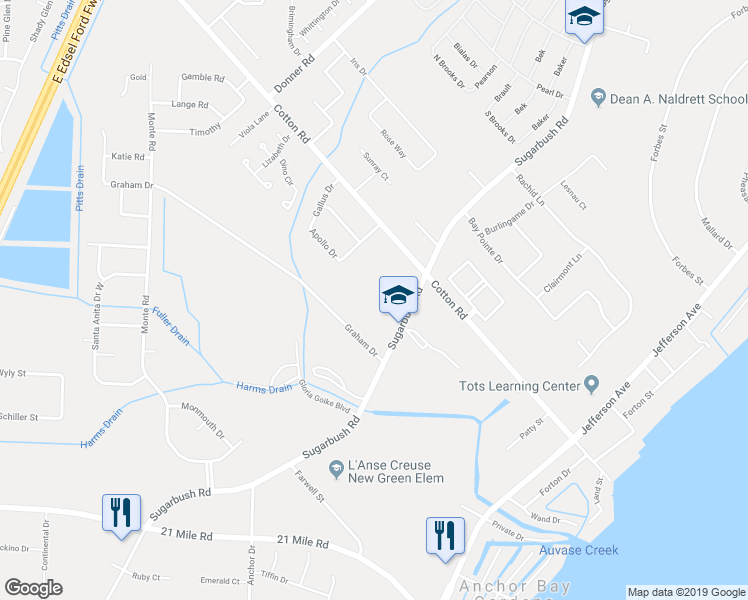 map of restaurants, bars, coffee shops, grocery stores, and more near 47437 Sugarbush Road in New Baltimore