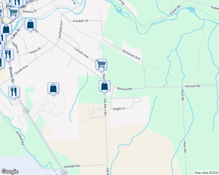 map of restaurants, bars, coffee shops, grocery stores, and more near 2001 Himrod Road in Penn Yan