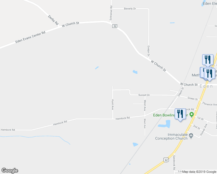 map of restaurants, bars, coffee shops, grocery stores, and more near 8586 Hunt Avenue in Eden